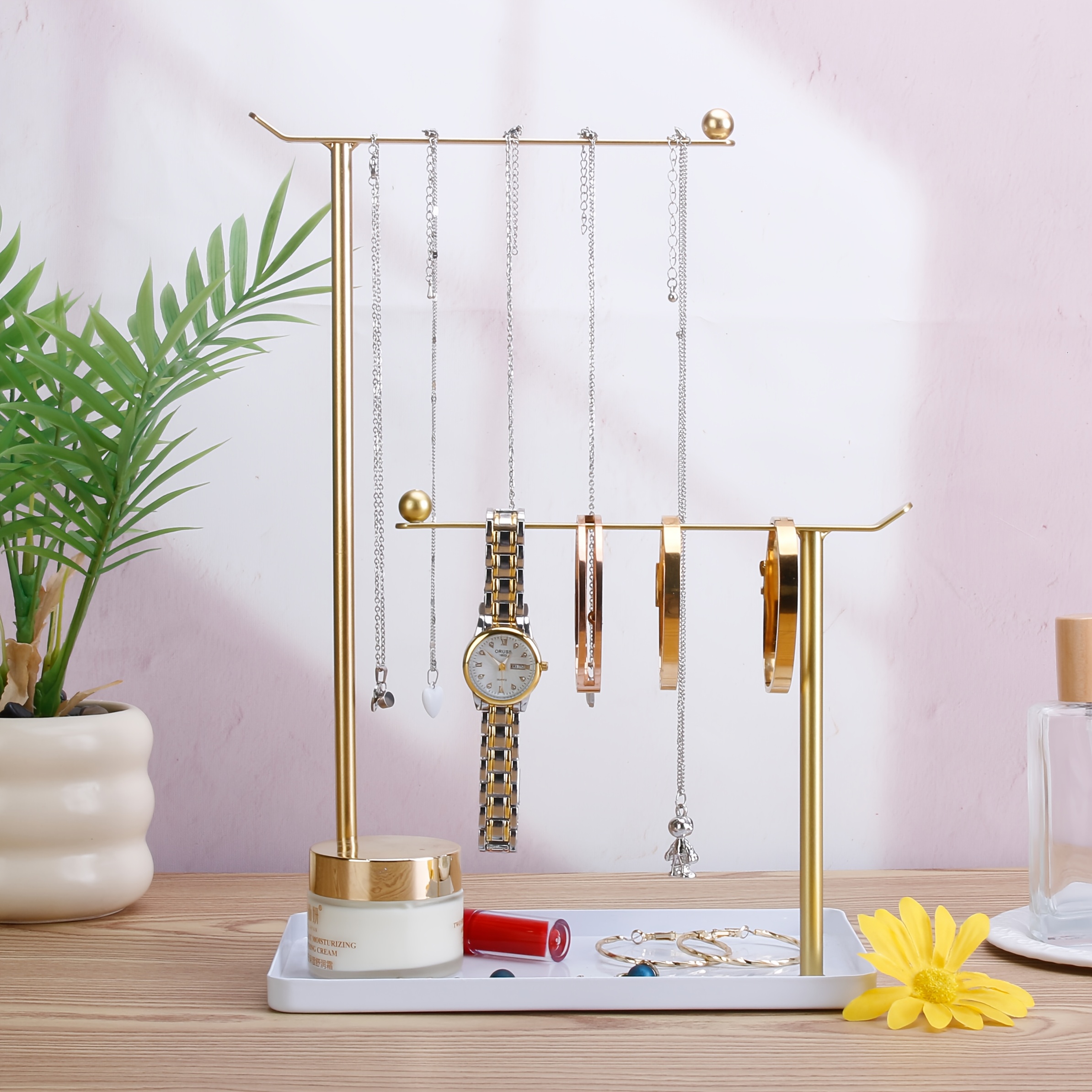 Image of 1pc Metal Creative Jewelry Stand For Necklaces, Earrings, Bracelets, Keys, And Watches, Suitable For Room Decoration, Display, And Storage, Christmas Gift, Jewelry Towers
