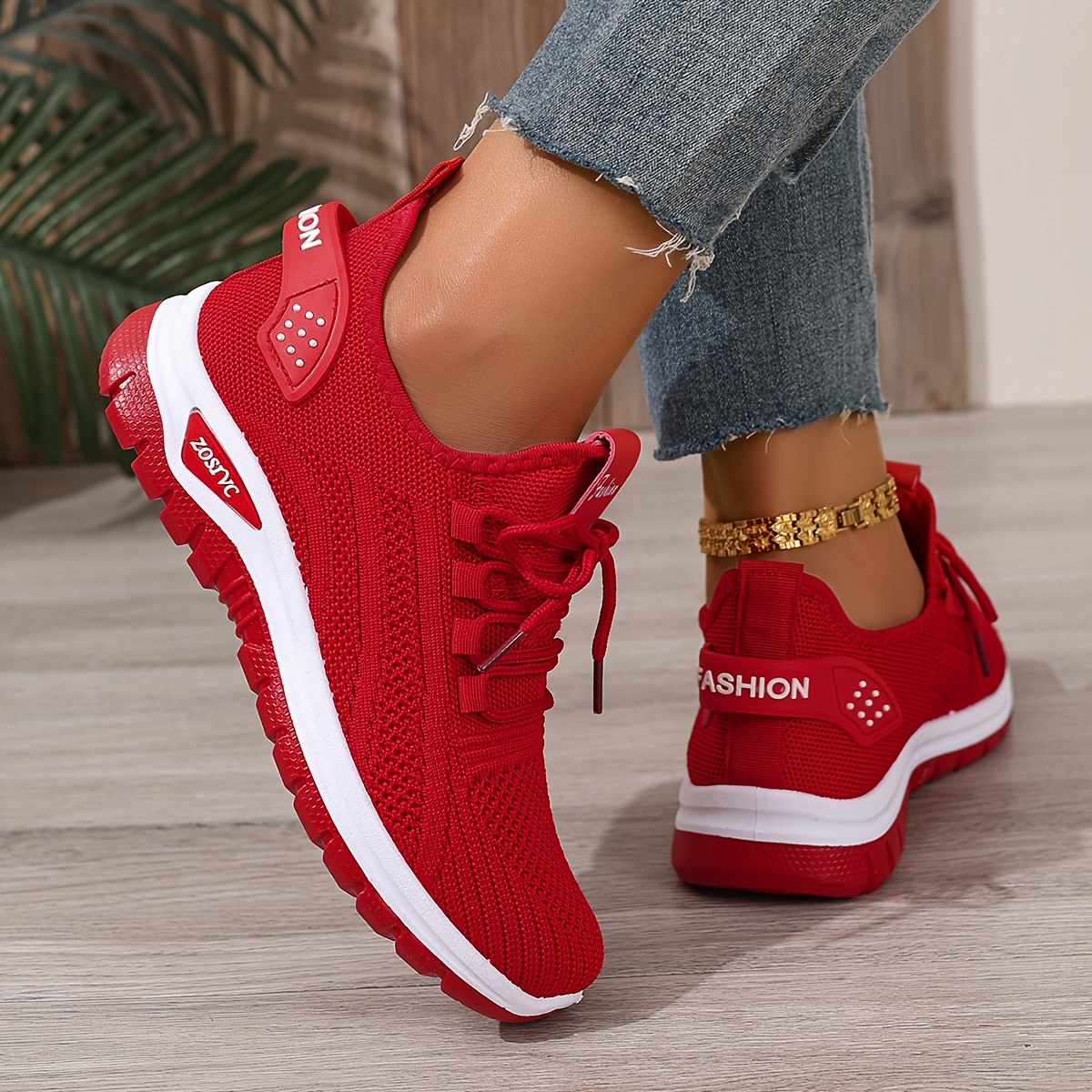 Women's White Breathable Mesh Running Shoes - Comfortable Low-Top Sneakers with Rubber Sole for Travel, Vacation & Casual Wear, Sleek Shoe Design | Cushioned Support