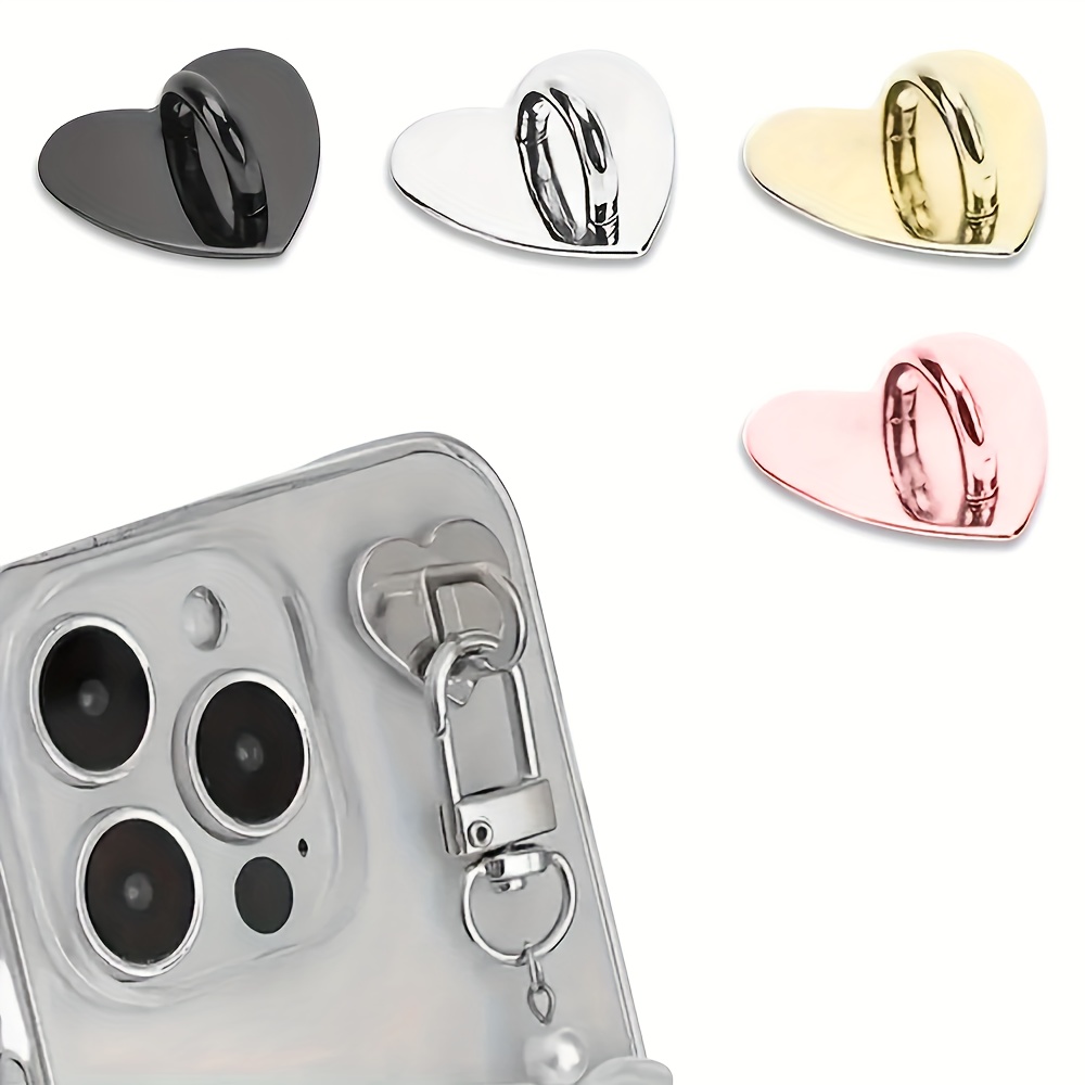 4 Heart-shaped Metal Phone Case Accessories - Phone Ring, Heart Pendant  Hook, Phone Keychain Ring, Metal Phone Ring, Heart-shaped Grip Charm Hook  Suitable for DIY Hanging Items