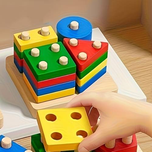 a colorful wooden stacking puzzle for kids designed to enhance their cognitive skills and its an ideal gift for birthdays and holidays