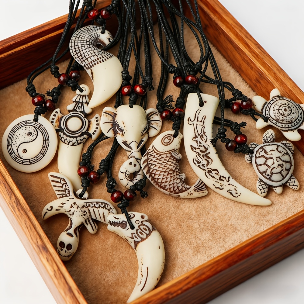 8pcs Retro Punk Gothic Necklace Set, Adjustable Rope