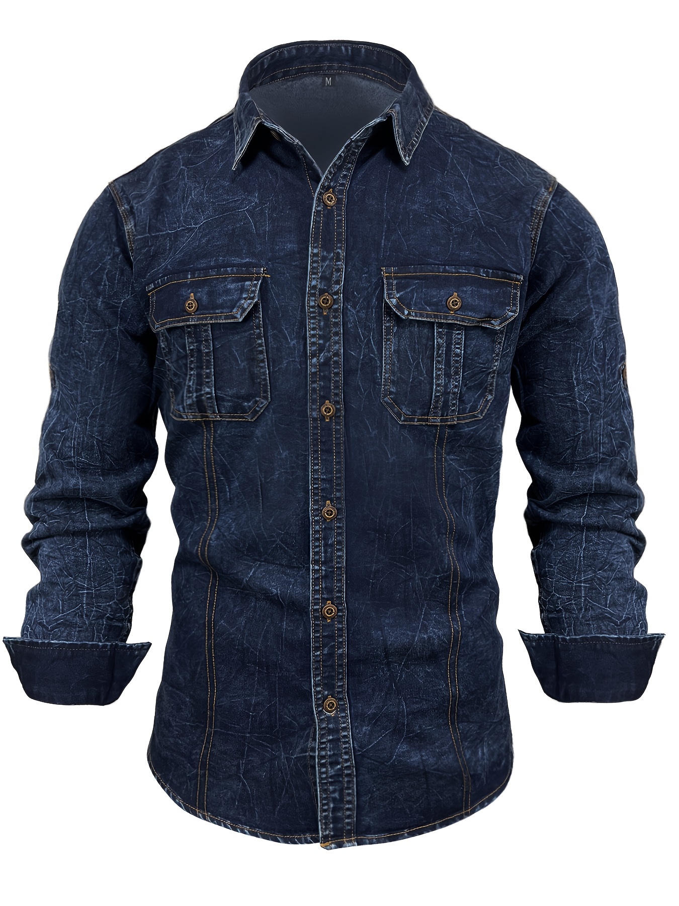 *'S Casual Denim Shirt with Tie-Dye Pattern Long Sleeve, Button-Up,  Regular Fit, Non-Stretch Fabric, Spring/Fall Fashion, Casual Attire|Tiedy