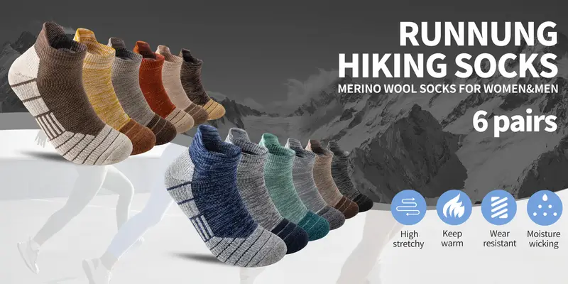 6 pairs autumn winter mens warm cushioning and breathable striped design casual invisible low waisted raised ear couple sports socks suitable for holiday gifts christmas valentines day halloween Product details 0