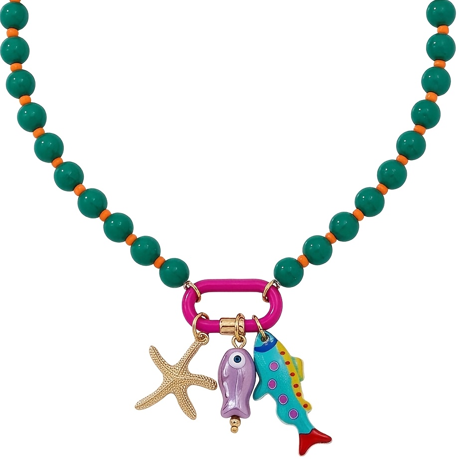 Summer Ocean Style Seashell Colorful Bead Necklace