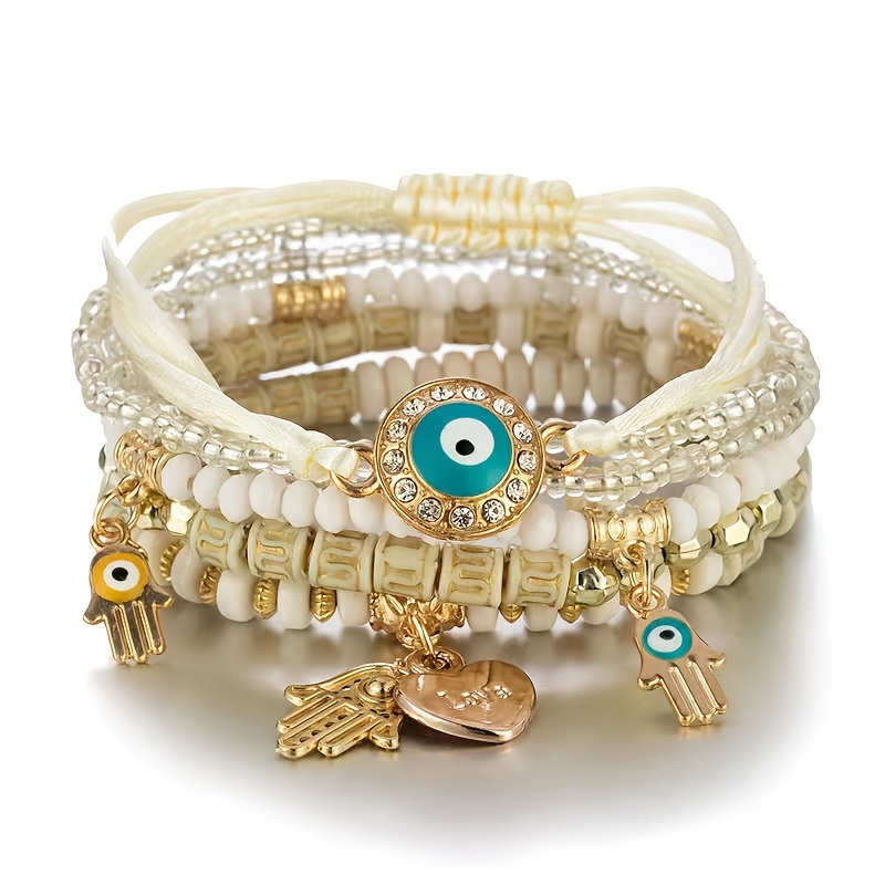 TEMU Pack de 6 Pulseras de Cuentas Ojo de