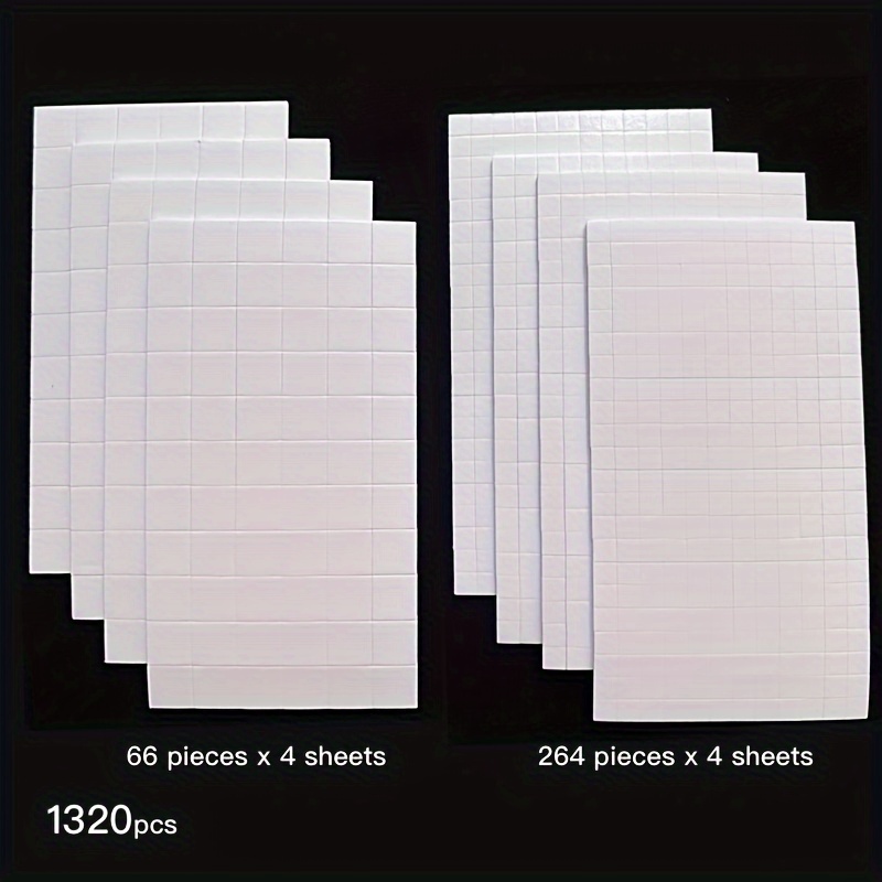 E-shop 1320 Stk./1650 Stk. Quadratische Schaumstoffpunkte mit Doppelseitigem Kleber, 3D-Schaumstoff-Hochklebende Schwammklebeaufkleber, Geeignet für