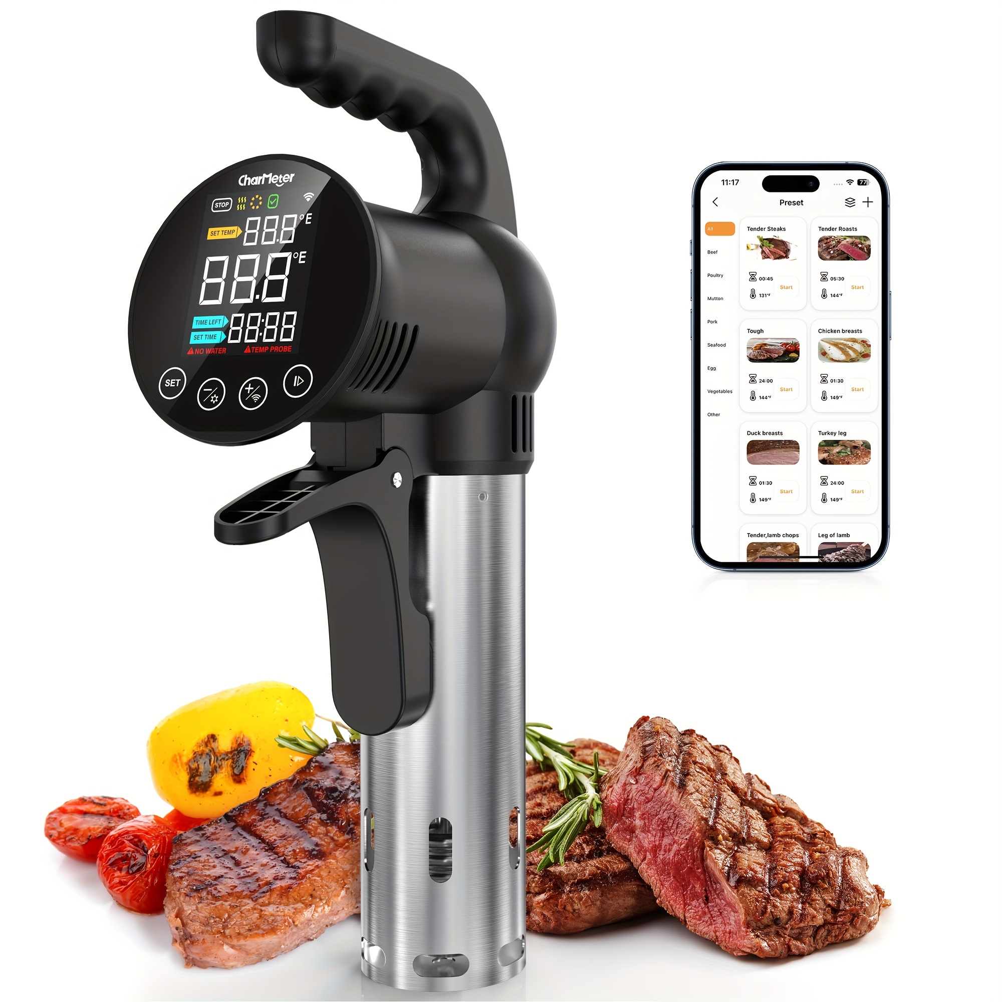 2.4G WiFi Sous Vide Cooker, 1000W Sous Vide Machine With Immersion Circulator, Remote Control, App Recipes, Alarms, Timer And Booking Function, Ultra Accurate Control, Ideal For Cooking And Simmering