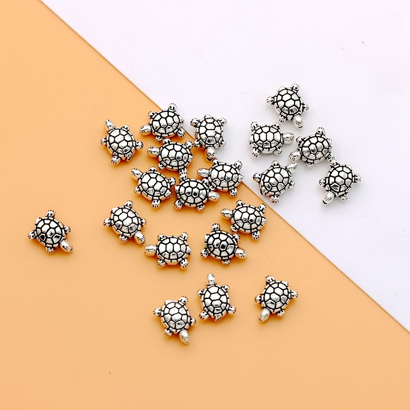 

20pcs Antique Silver Turtle Charms, Zinc Alloy Sea Turtle Bead Spacers For Diy Jewelry Making, Marine Animal Tortoise Pendants For Bracelets And Necklace Crafting