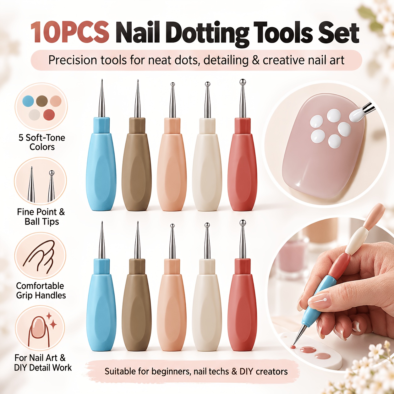 10pcs Double-Headed Nail Dotting Pen Set for Nail Art
