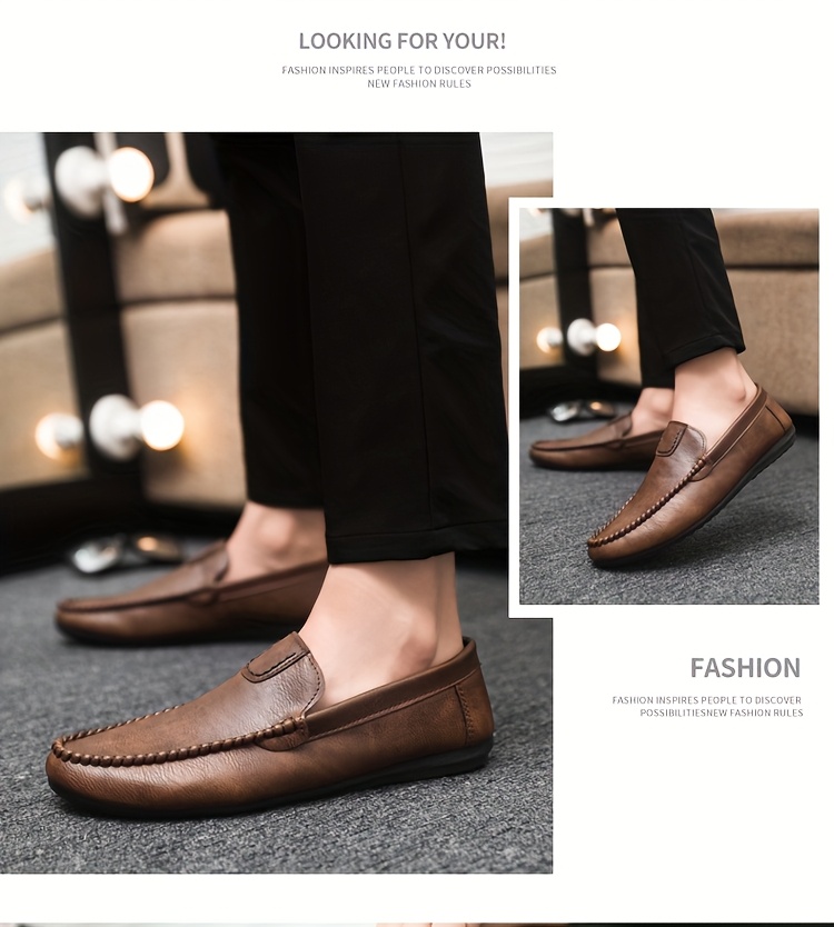 Men's Slip-On Loafers - British Style Breathable Casual & Dressy Shoes, All-Season Comfort with EVA Sole, Low-Top Round Toe Design for Office, Semi-Formal & Casual Attire, Comfy Shoes
