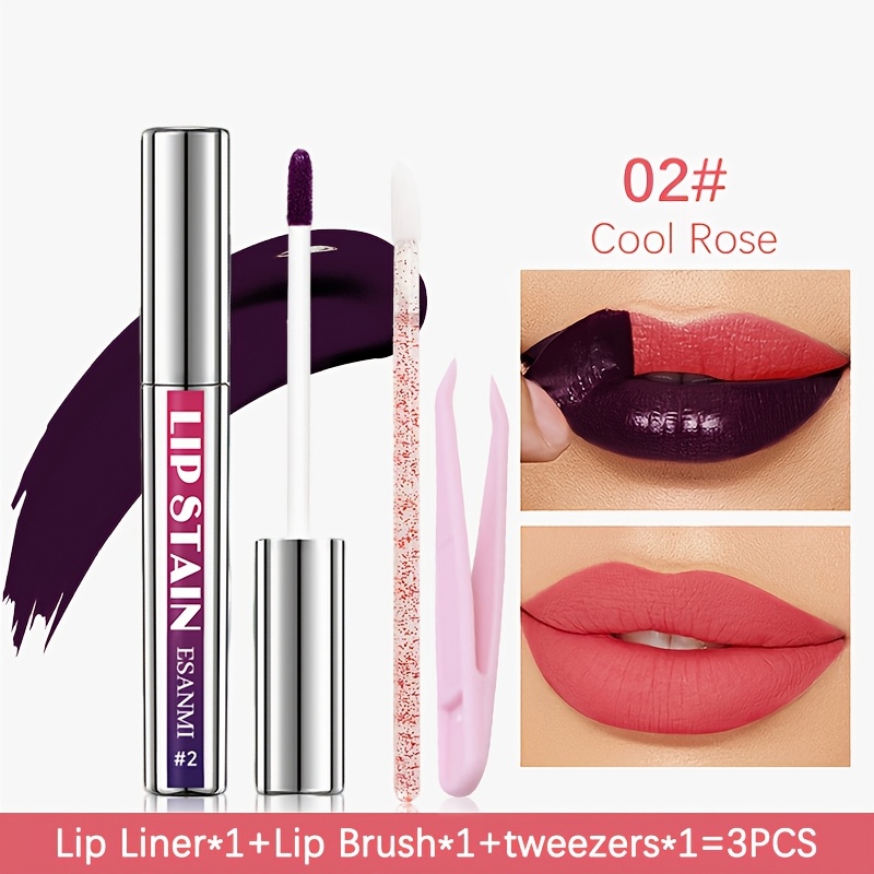 3pcs Lip Tint Set with Tweezer & Lip Brush