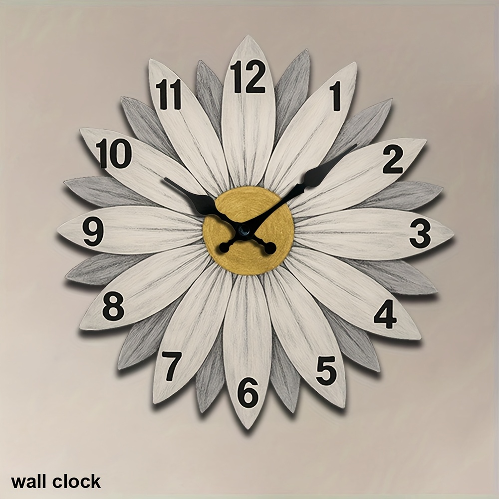 1pc Round Wall Clock, Daisy Shaped Clock, With Art Sense, Silent Non-ticking, Suitable For Home Holiday Decor, Gift