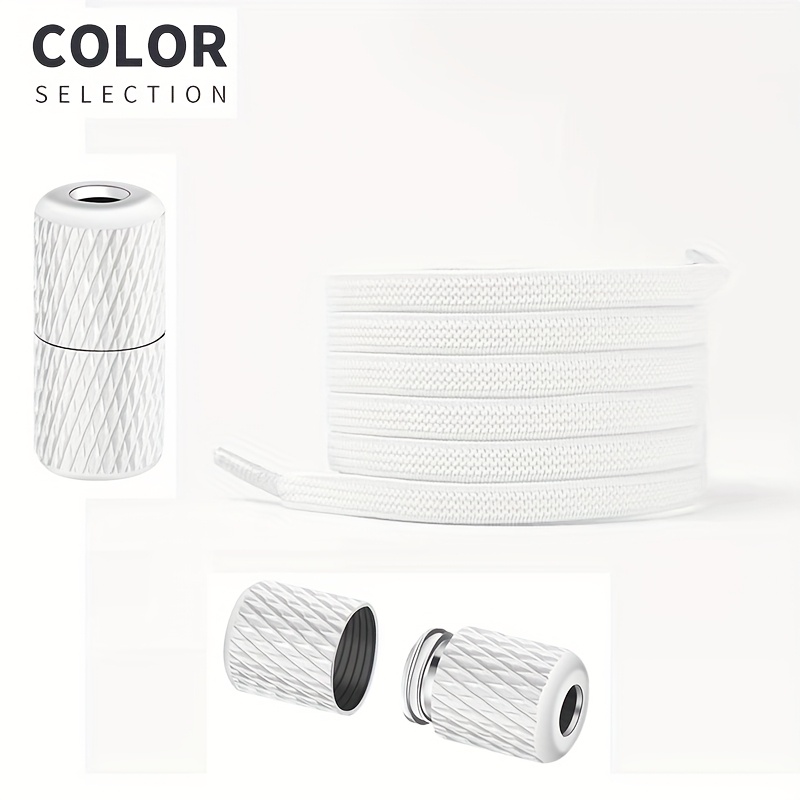 Image of Sneaker Shoelaces, Casual No-tie Shoelaces For Men And Women, Elastic Flat Round Shoelace Buckles, No-tie Fastening Solution