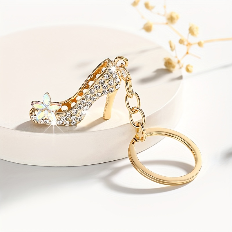 1pc Of Fashionable And Luxurious High-heel Shoe Keychain Pendant Ornament, With Transparent Rhinestone Glass, An Elegant Accessory For Ladies' Handbags And Backpacks, Suitable As A Birthday Gift