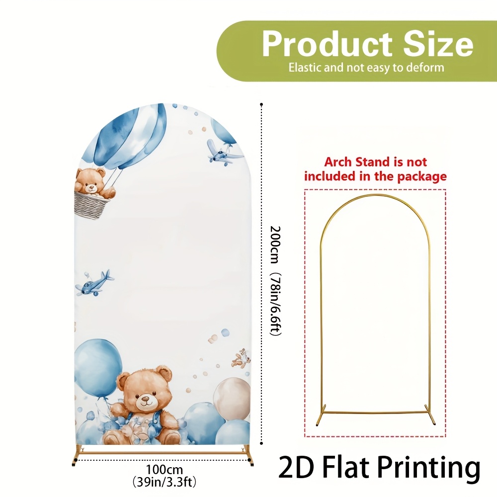 TEMU 2d Flat, 2d Flat - 2d Flat, 2d Flat - 1pc 2d Flat Banner Arch Backdrop Made Of Polyester Featuring An Adorable Bear And Balloon , Perfect For