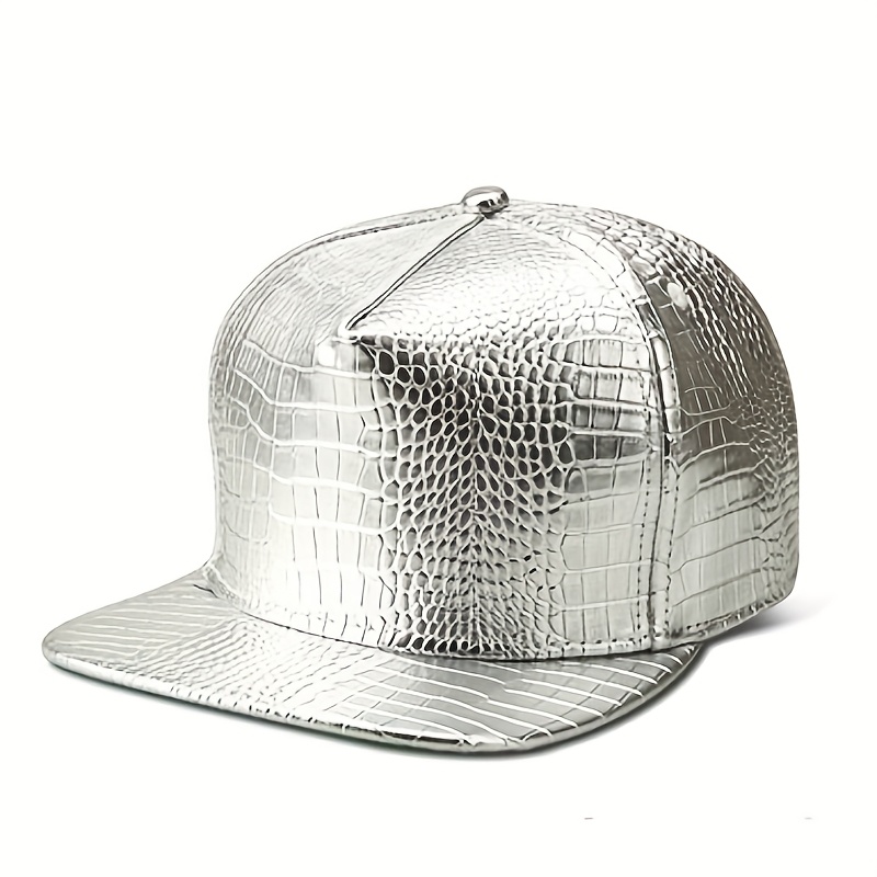 TEMU 1pc Unisex Alligator Texture Embossed Snakeskin Pattern Baseball Cap, Acrylic Brim Hat, Casual Hip-hop Style