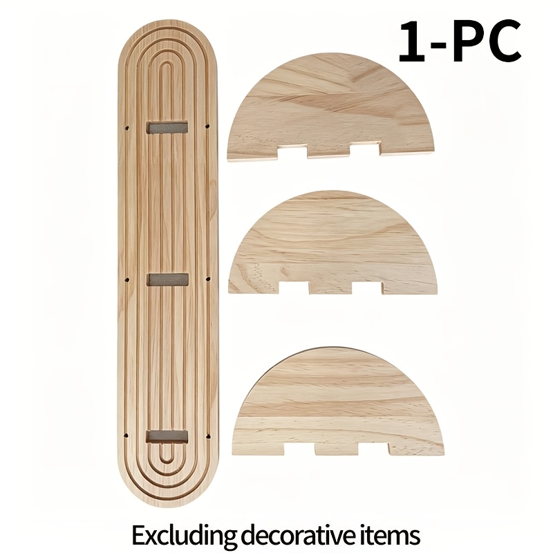 TEMU 3-tier Bohemian Style Arch-shaped Wall Shelf, Wooden Floating Design, Ideal For Decorating Living Rooms, Bedrooms, And Bathrooms. This Retro