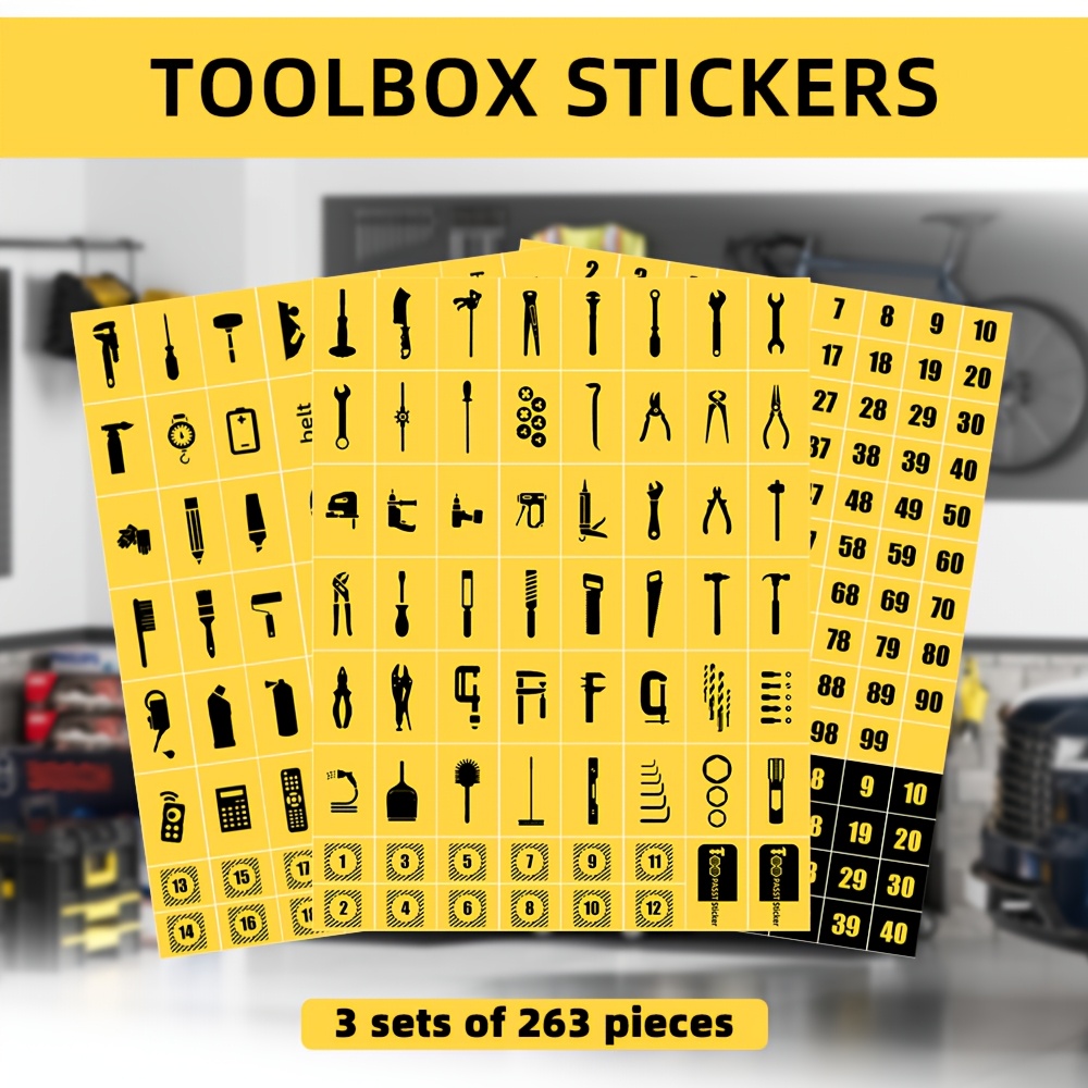 Toolbox Label Sticker Set - 1 Set Has 263 Small Stickers For Marking Tools, Quick Indexing And Retrieval Of Tools, Tool Classification And Storage Label Set Stickers
