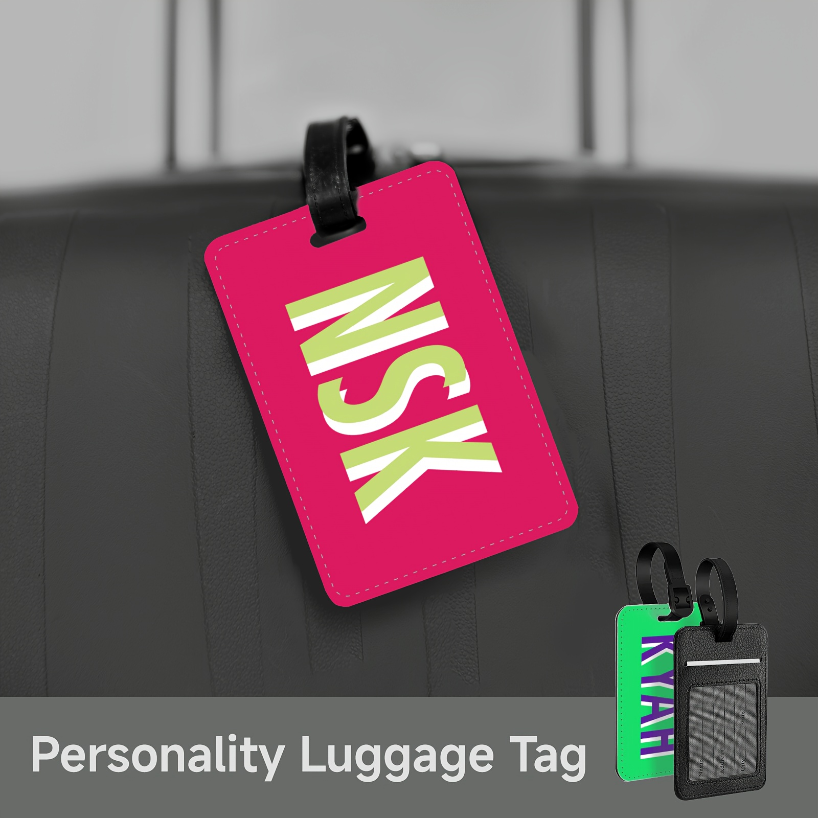 

Customizable Leather Luggage Tag - Personalized Monogram Design For Suitcases, Backpacks & Handbags - Lightweight Travel Accessory, Unique Gift Idea For Valentine's Day, Birthdays & Holidays