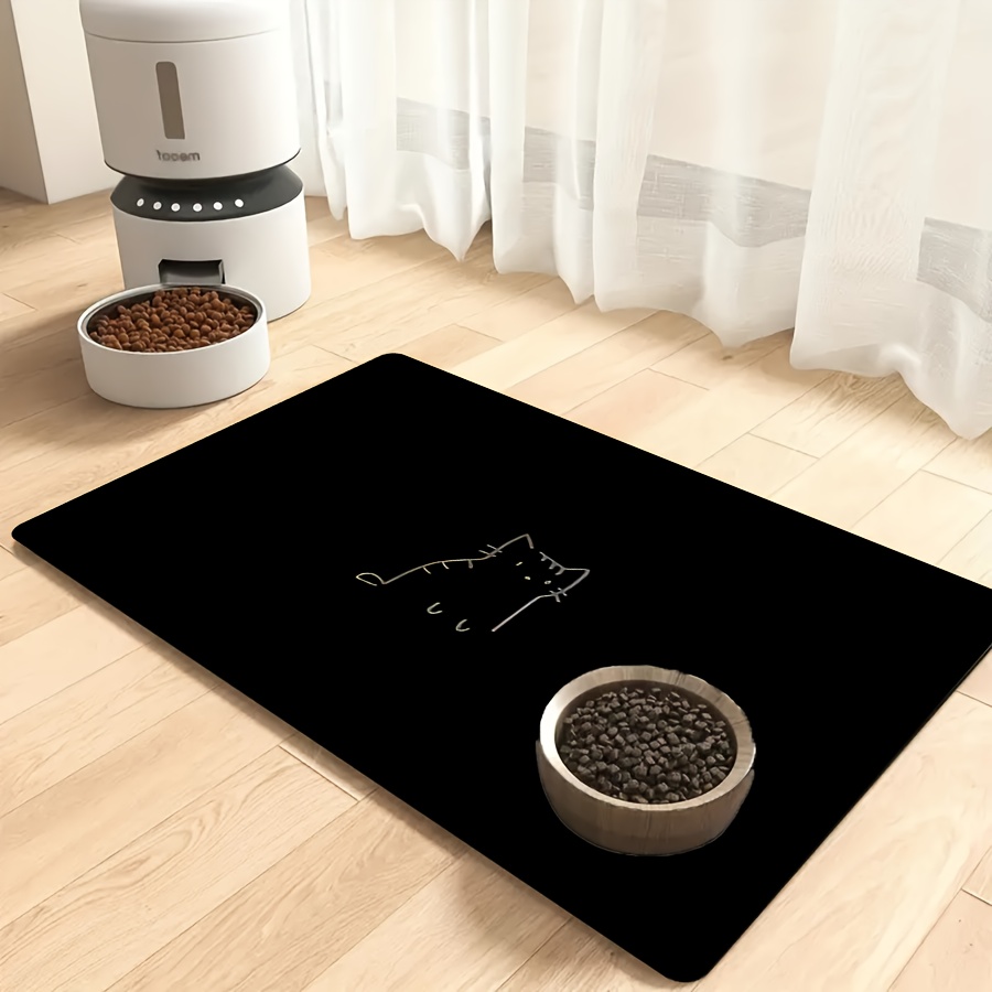 TEMU 1pc Non-slip Rubber Feeding Mat With Kitten Print Floor Suitable For All Pets, Spillproof Suitable For Small & Large Cats, Floor For Floors,, -