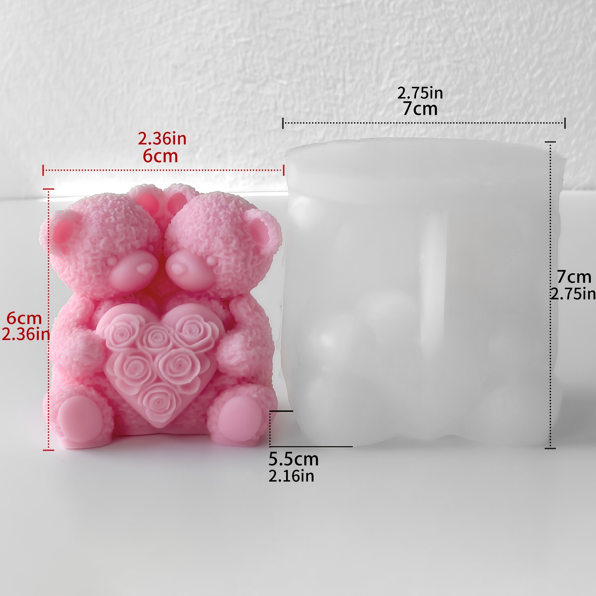 Valentine's Day Bear Candle And Scented Wax Silicone Molds | Flower Bowtie Heart Bear, Resin Diffuser And Plaster Figurine Molds, Gift Box