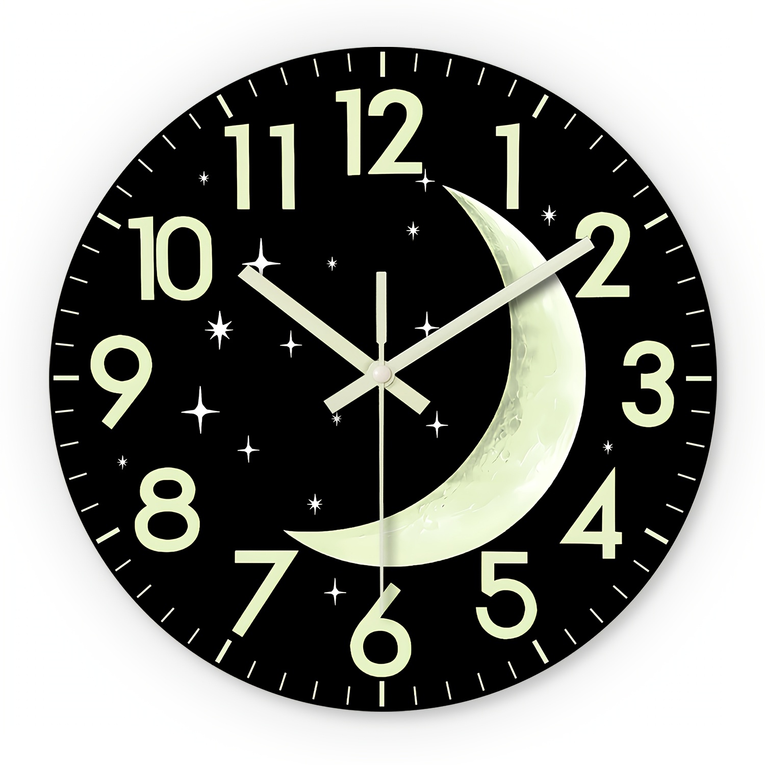 Image of Black Luminous Wall Clock - 12 Inch Round Glow In The Dark Silent Non-ticking Quartz Clock, Battery Operated Modern Home Decor, Ideal For Living Room, Bedroom, Kitchen - Perfect Gift