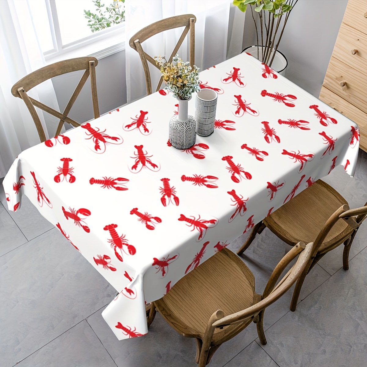 

3pack Lobster Table Set Lobster Tablecloth Lobster Banner Summer Lobster Birthday Holiday Barbecue Party Supplies In White And Red