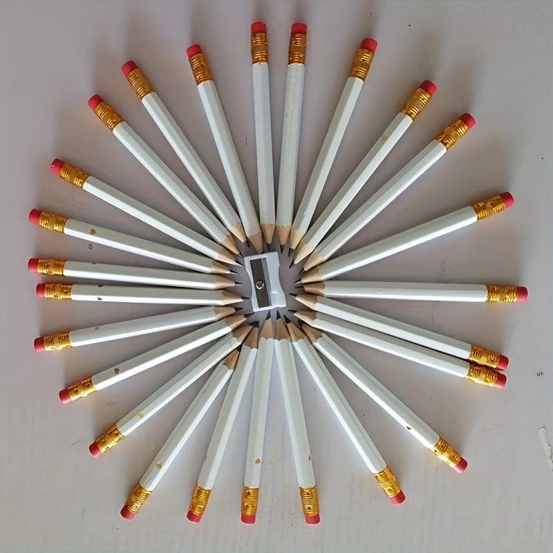 

25-piece Mini White Pencils For Party Favors, Bridal Showers & Everyday Use - B Lead, Ideal For Ages 14+