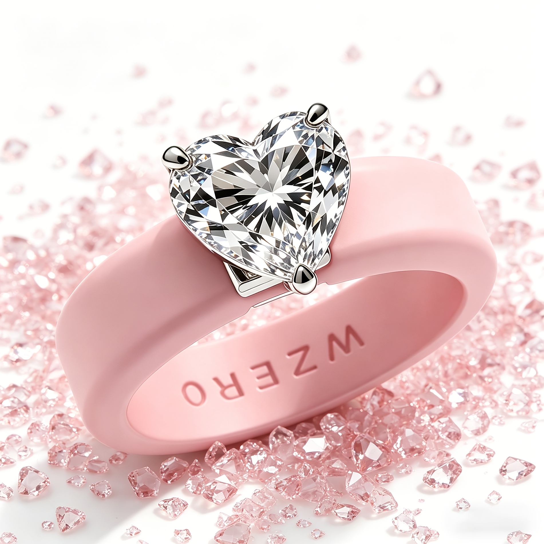 TEMU Bague en rose avec 3A de cœur à trois griffes. Douce, délicate et de luxe léger avec un design . Convient pour un port , les et . offerte comme