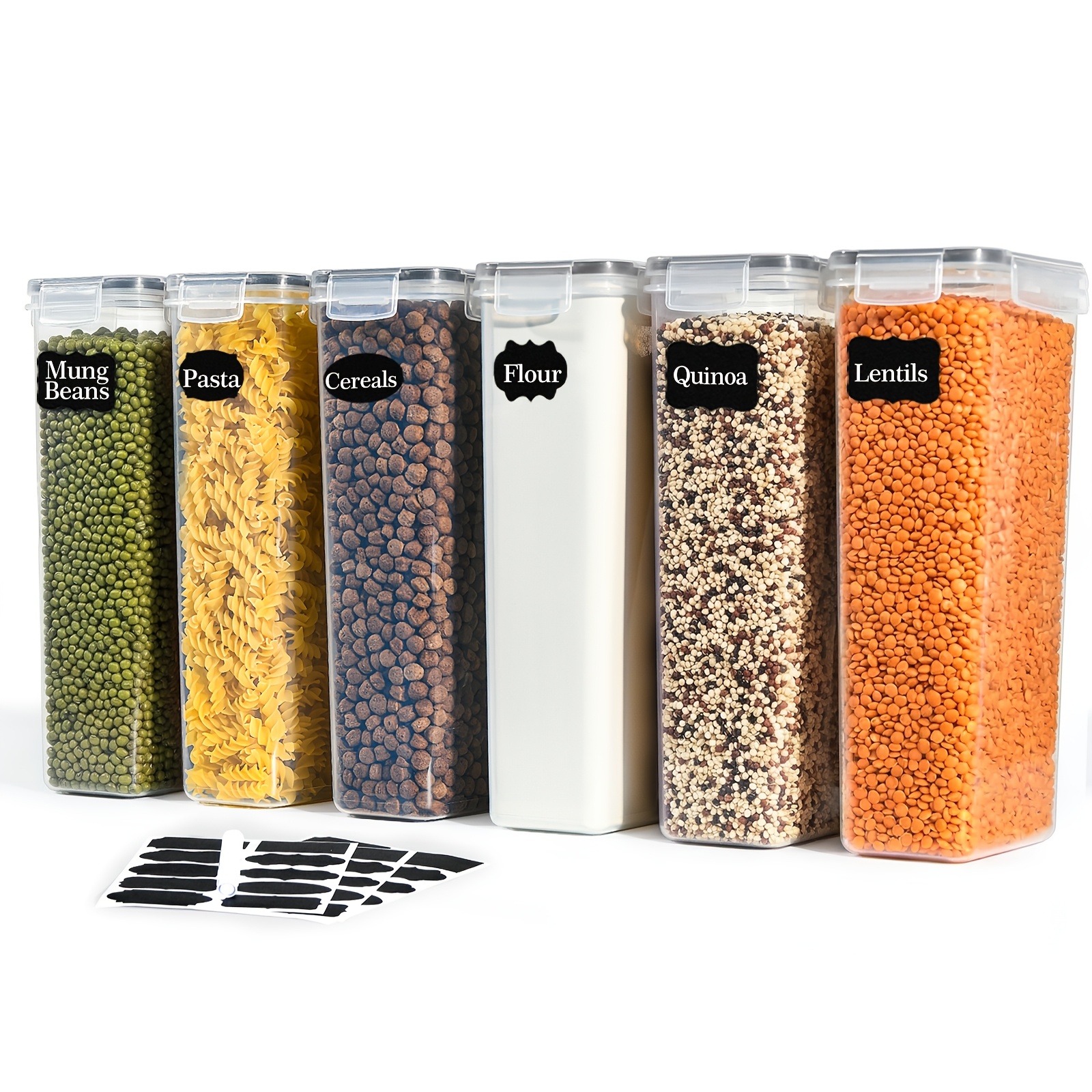 TEMU Set Of 6 Storage Boxes With A Capacity Of 2.8 Each: Includes Covered Storage Boxes Suitable For Storing Noodles And Kitchen Utensils; Airtight