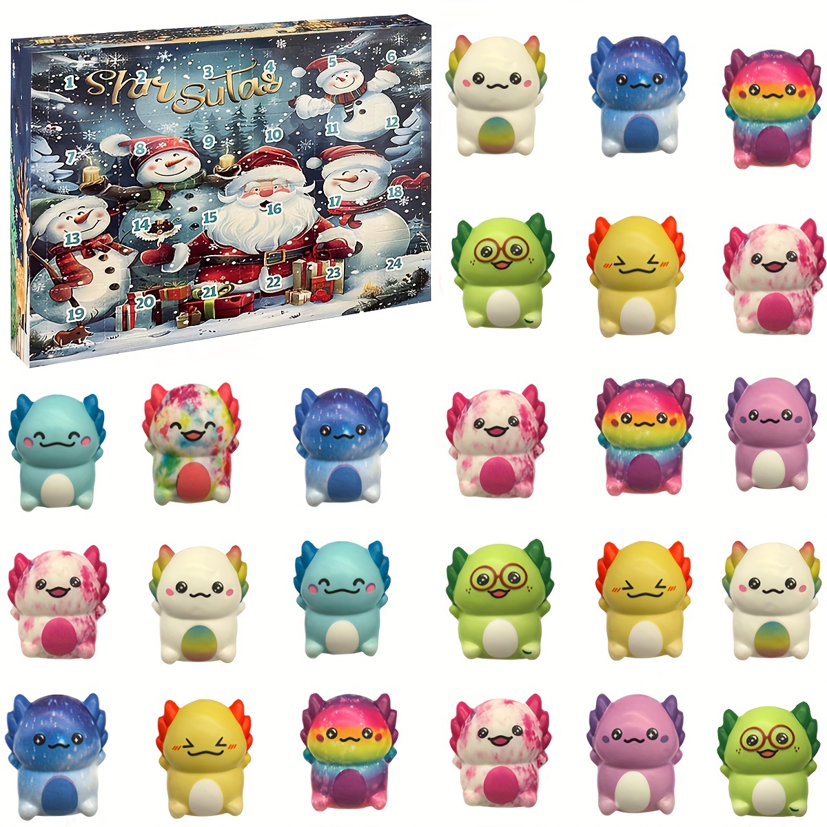 

24pcs Mini Axolotl Squishy Toy Advent Calendar - Perfect Christmas & Birthday Gifts, Ideal For Classroom , Stocking Stuffers & Party Favors