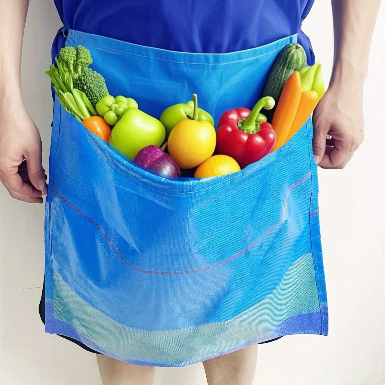 TEMU Durable Pe Gardening Picking Apron With Large Pockets - Random Color For Fruit & Vegetable Harvest (tomatoes, , Eggplant) - Lightweight & Sturdy
