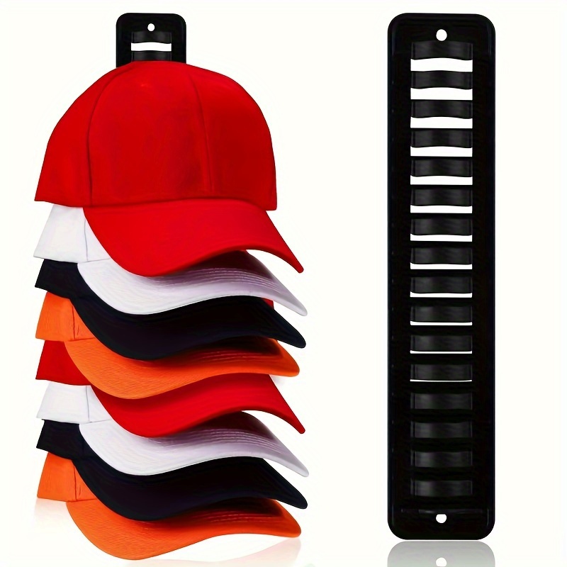 

Space-saving Baseball Cap Storage Rack - Strong Adhesive Wall-mounted, Can Hold Up To 16 Caps, Multifunctional Display And Storage Rack For Doors Or Closets, Black.