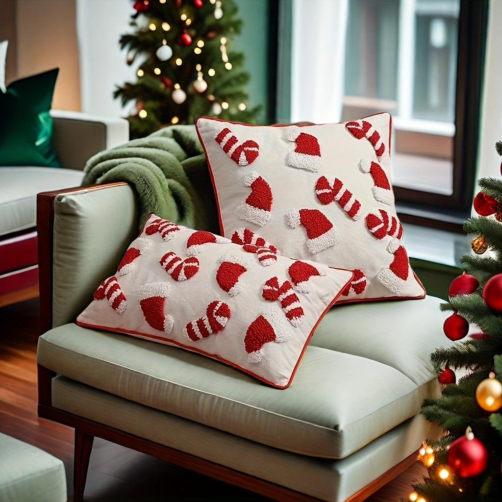 

Christmas Plush Throw Pillow Cover 17.7" - , Zip Closure, Machine Washable Polyester - Sofa And Bedroom Decor