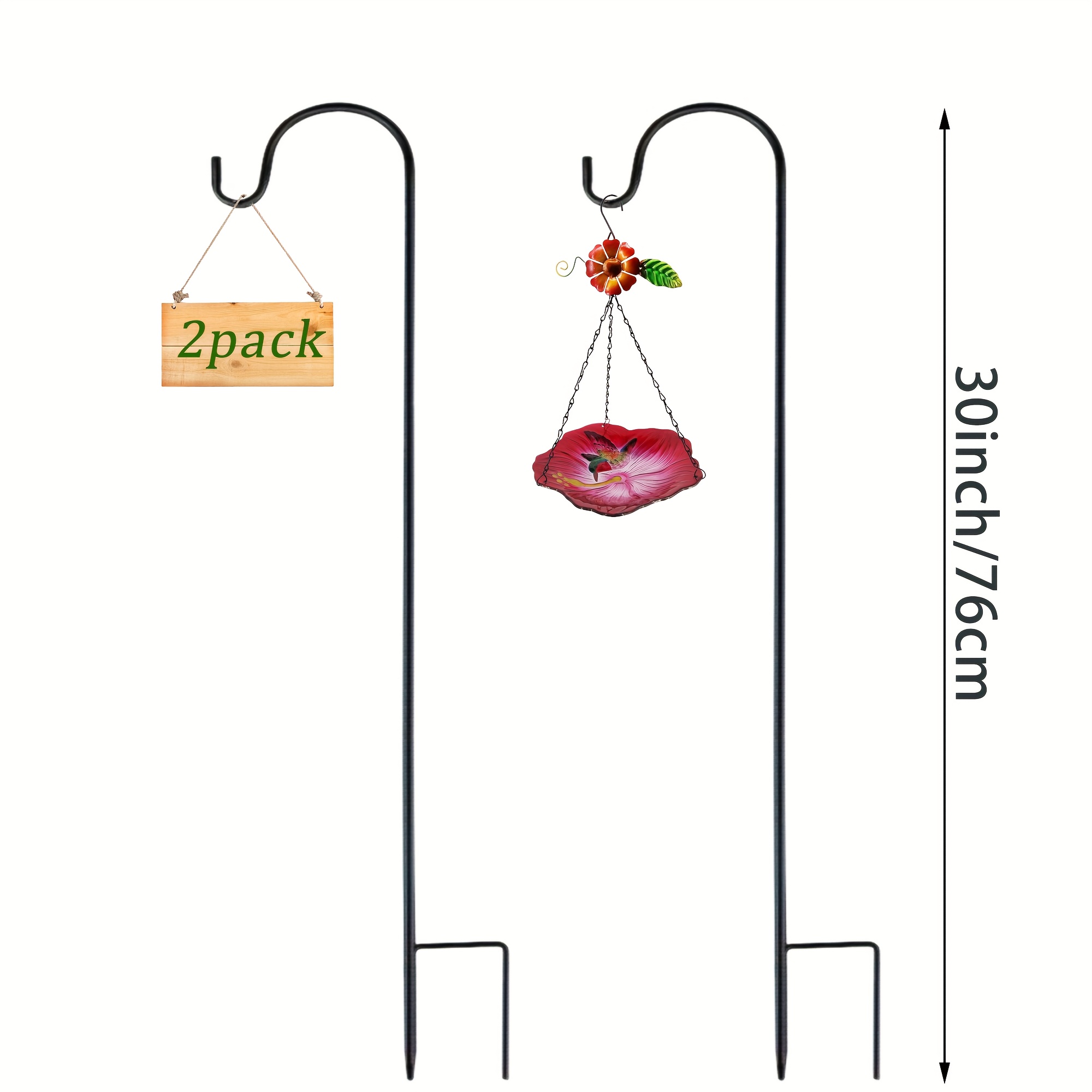 2 Pack Heavy-duty Outdoor Shepherd Hooks With 3 Sizes (30/46/62 Inch) - Sturdy Iron Plant Hanger Suitable For Bird Feeder Hook Stand, For Lanterns, Wedding & Christmas Lights Decor