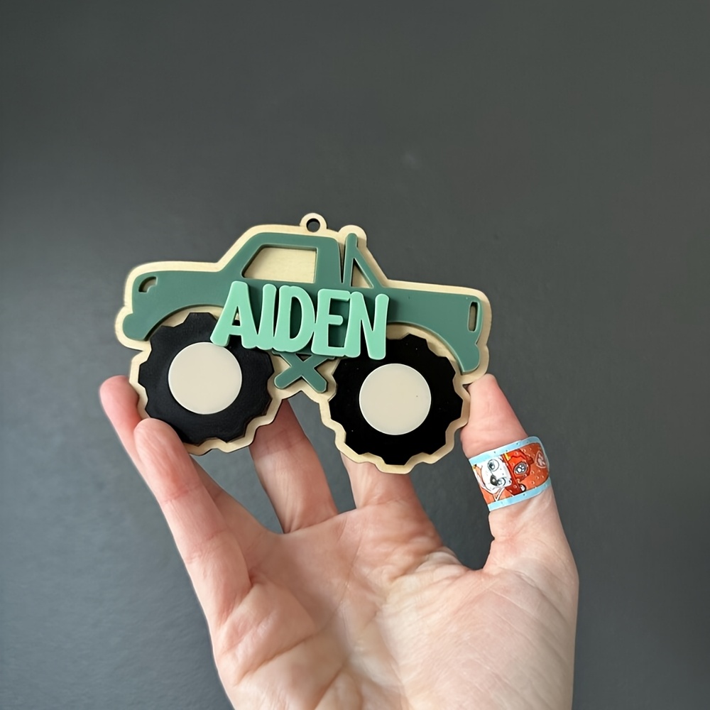 TEMU 2d Flat, Personalized Name Truck-shaped Keychain, Custom Name Men's Truck Keychain, Men's Keychain Gift, Custom Father's Day Holiday Keychain