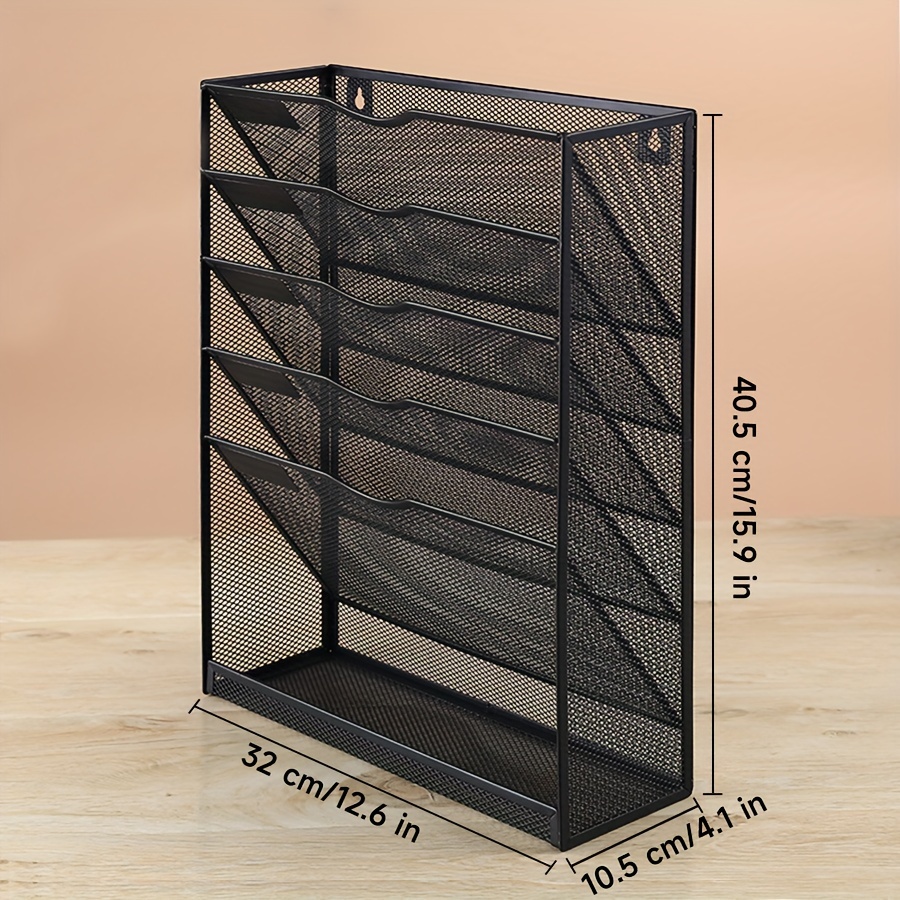 Solinxe 5-Pocket Wood Desk Opgeruimd Organizer, A4 Muur Gemonteerde