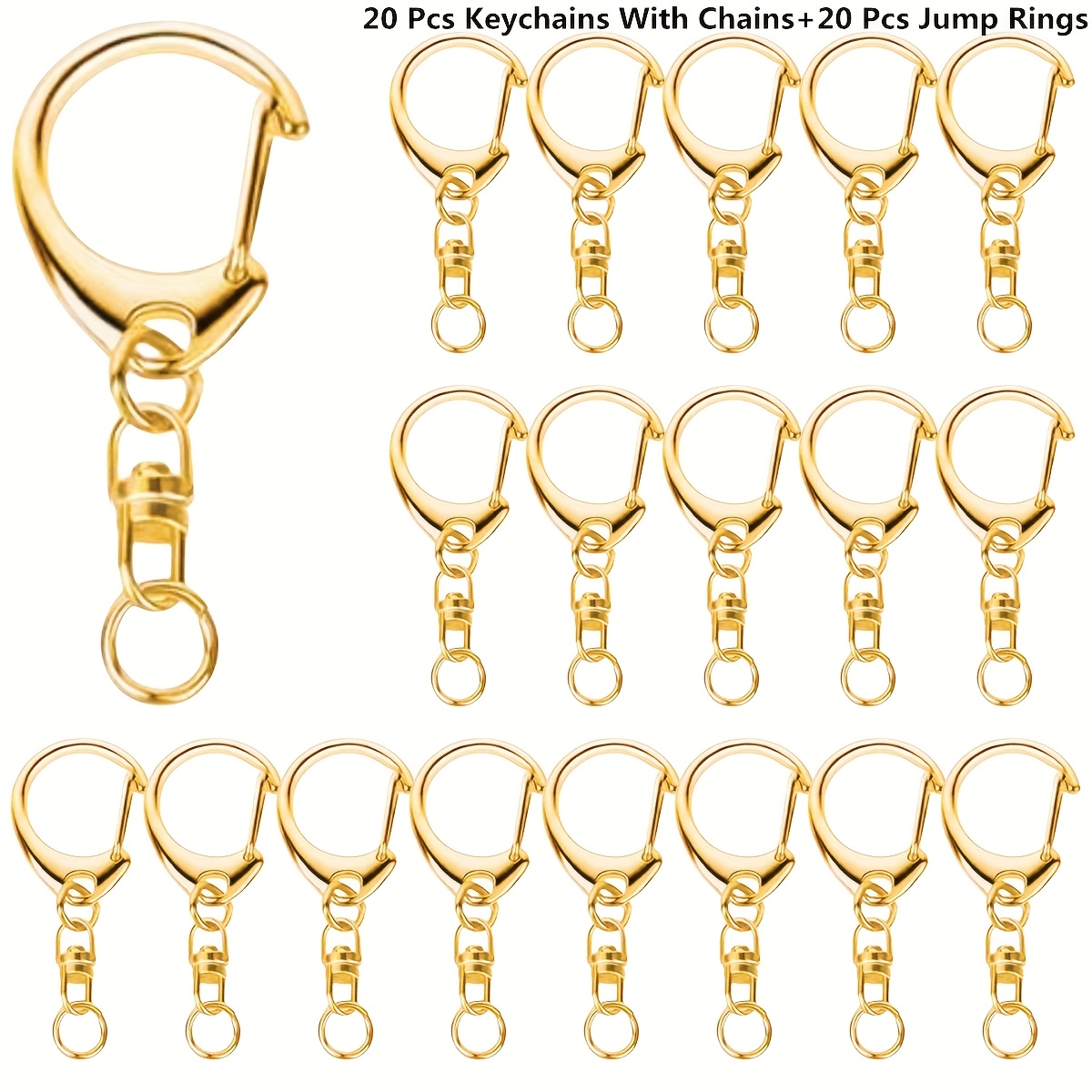 Image of 40/60pcs Keychain Accessories, D-hook Lobster Chain Clips With Open Jump Ring Connectors, Metal Keychains With Chain Diy Keychain Hook Lanyard Crafts