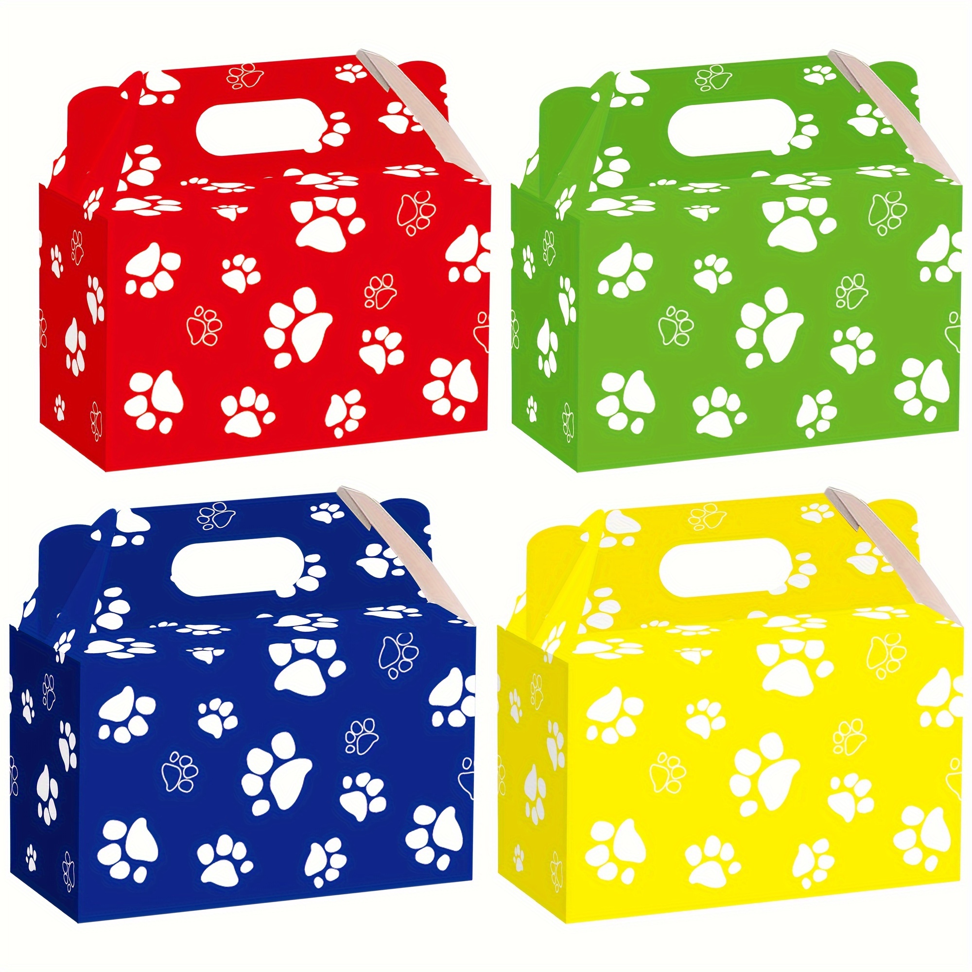 

12pcs Colorful Paw Print Treat Boxes - Perfect For Dog Birthday & Themed Parties, Candy & Cookie Containers