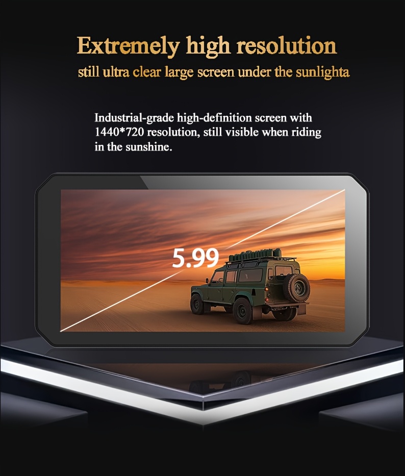 Gallop Sprite 6-inch Motorcycle Dash Cam, GPSD Navigator with Split-Screen Display, Upgraded Anti-Shake and Shockproof Handlebar Mount, Dual 1080P Front and Rear Cameras + 64GB Card, Loop Recording, Wireless Bluetooth CarPlay & Android Auto Screen