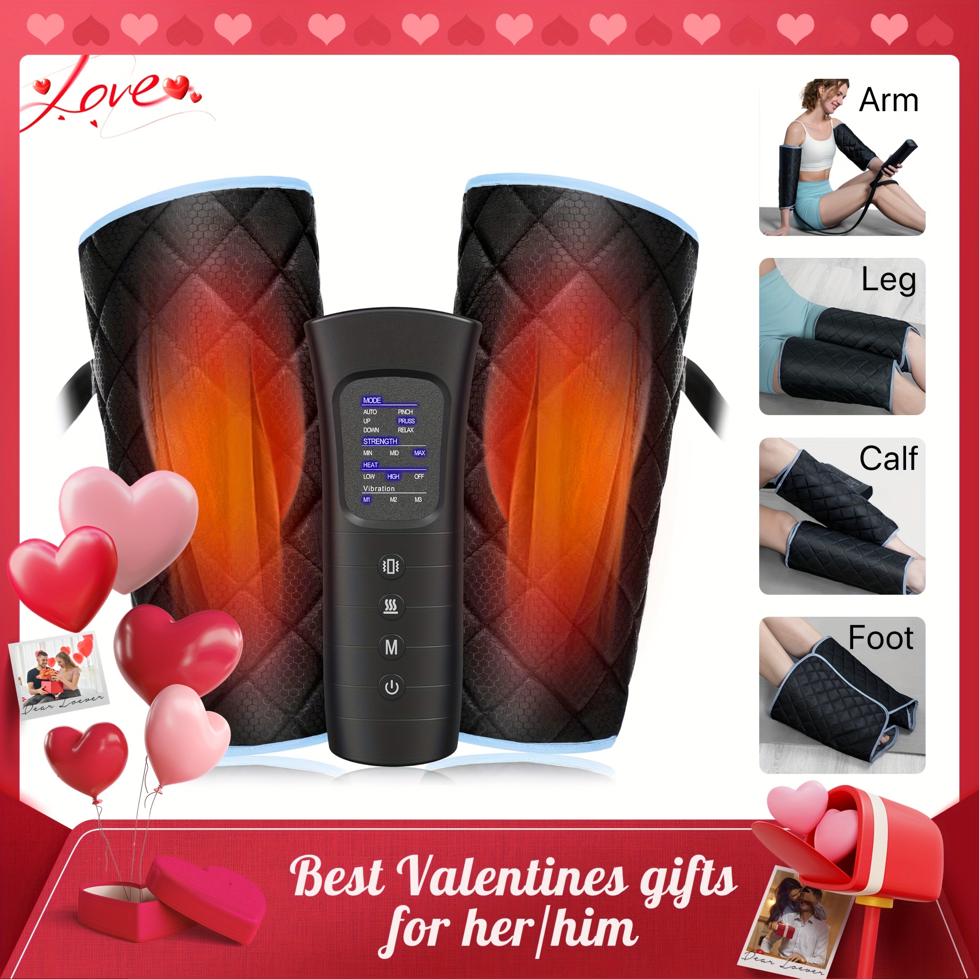 

Alljoy Leg Massager For Circulation, Calf Massager Air With 6 , 2 Heating Levels, 3 Vibration Functions And 30min Auto-off Adjustable Wraps Gift For , Valentines Day Gift For Her