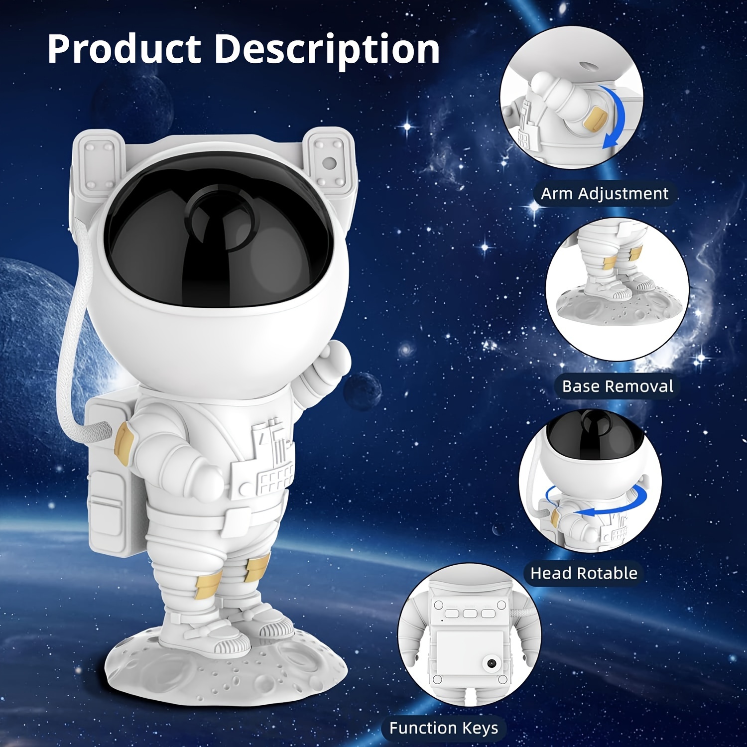 1pc Astronaut Starry Sky Projector, Adjustable Nebula Night Light With  Timer And Remote, Star Galaxy Night Light For Bedroom Gaming Room Home Decor