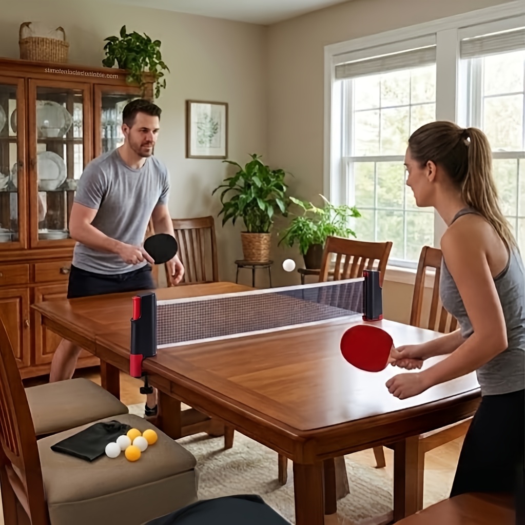 TEMU 10pcs Portable Table Tennis Set With Retractable Net, Carry Bag & 6 Balls - Complete Pong Kit With 2 Paddles Suitable For Home, Office, Parties,