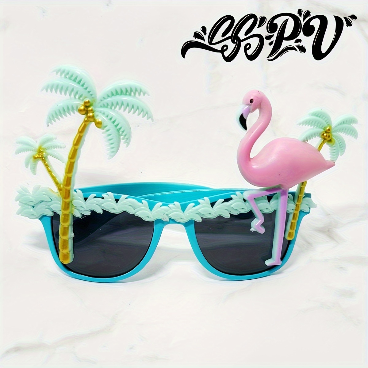 

Tropical Flamingo & Palm Tree Fashion Glasses - Party Decorative Shades, Anti-reflective Lens, Plastic Frame