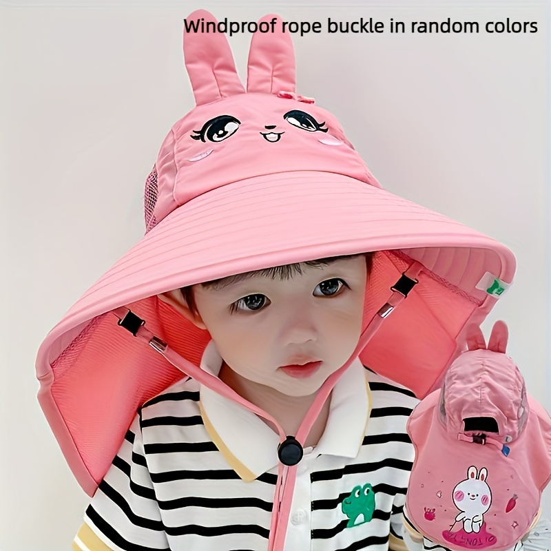 1pc Kids Summer UV Protection Sun Hat, Boys And Girls Big Brim Bucket Hat (Whistle Color Assorted Varieties)