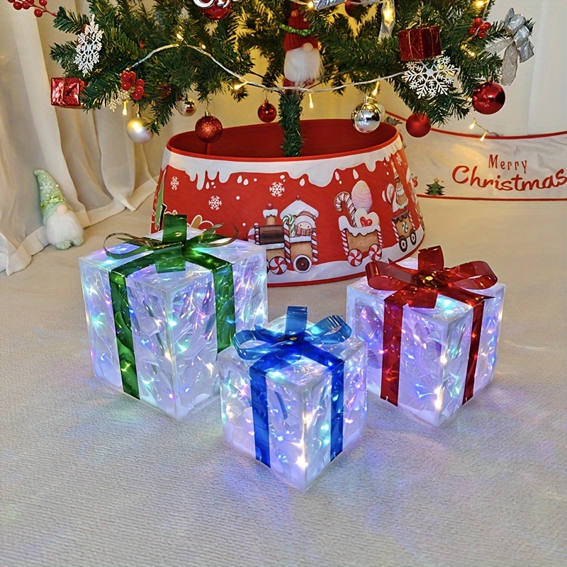 

[ ] de 3 Boîtes Cadeaux Lumineuses DIY 8 d'Éclairage - les Décorations de Fêtes et du An, Alimenté par Piles (Piles Non Incluses)