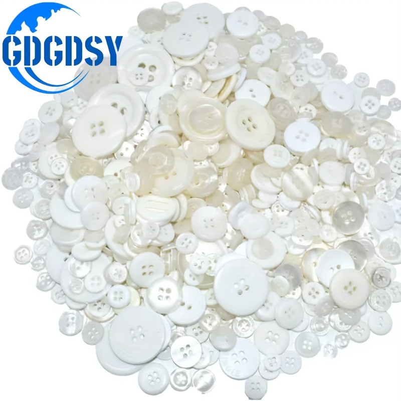 

50g Gdgdsy Pack - Assorted White Resin Buttons, Mixed Sizes & Designs For Diy Sewing Crafts - , Creative Decorations For Clothing And Accessories, Sewing Supplies Accessories