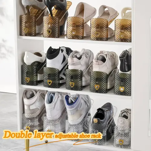 clear shoe slots organizers shoes stackerorganizer for closet shoe for a pairof shoes shoe display shelf organizador rack holders space saver green tea color transparent color10pcs