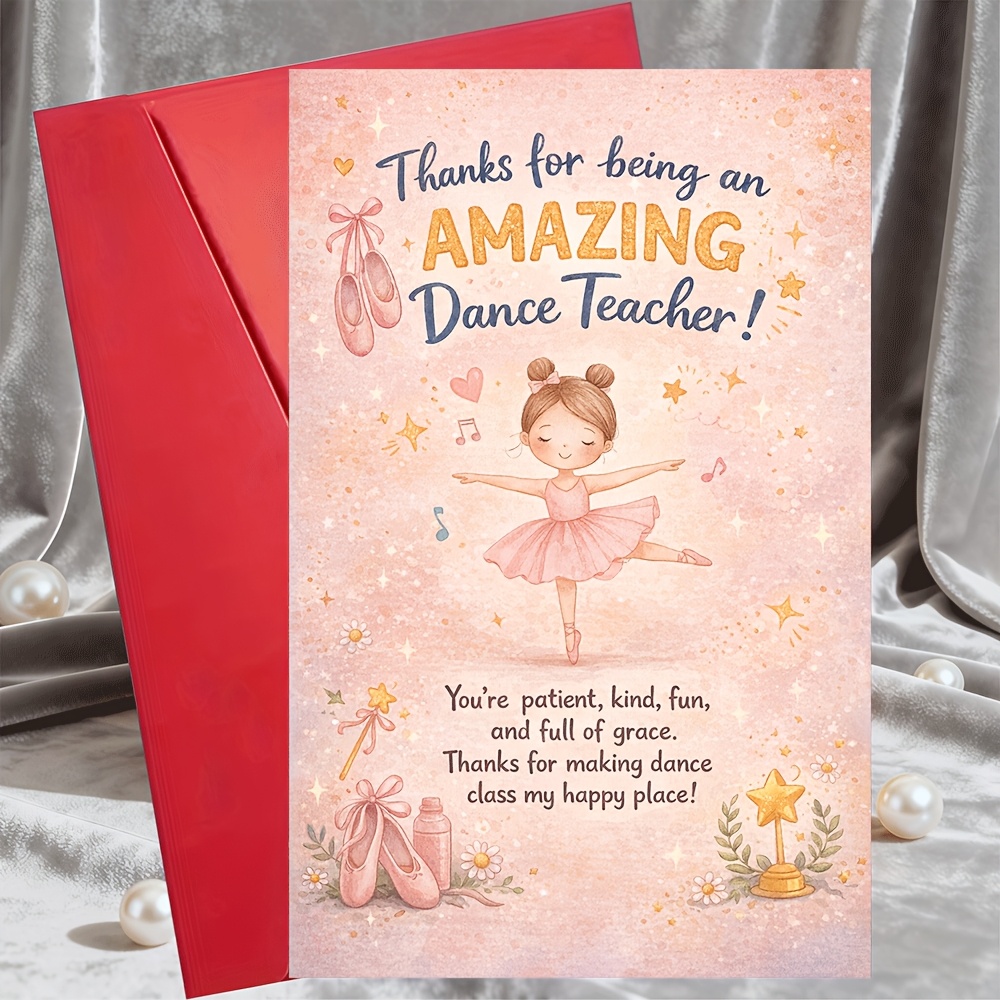 TEMU A Thank You Card For A , Featuring A Pink Ballet Theme, Perfect As An Appreciation Gift From A Student Or Parent For Occasions Like ,