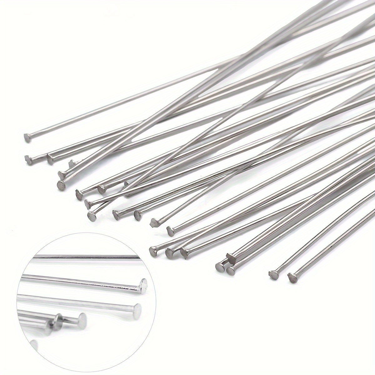 TEMU 300pcs 5cm Long T-pins, Stainless Steel, Non-fading, And Cuttable For Diy Handmade Bracelets, Necklaces, Earrings, Jewelry Making